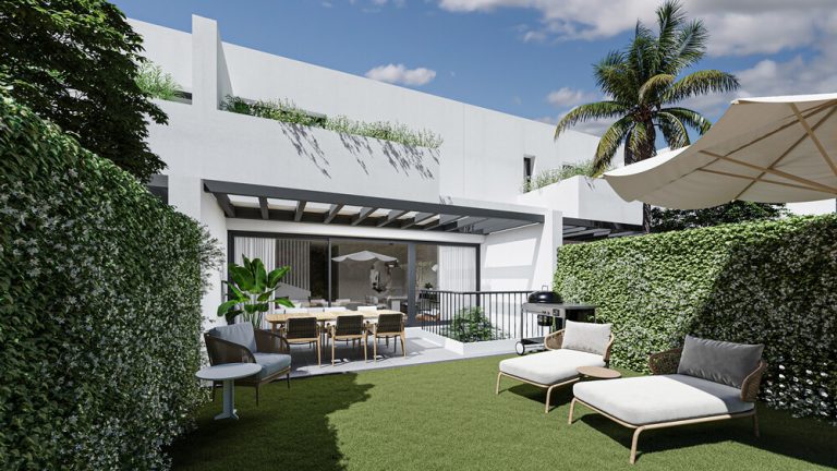 Terraza y jardín - Oasis Village